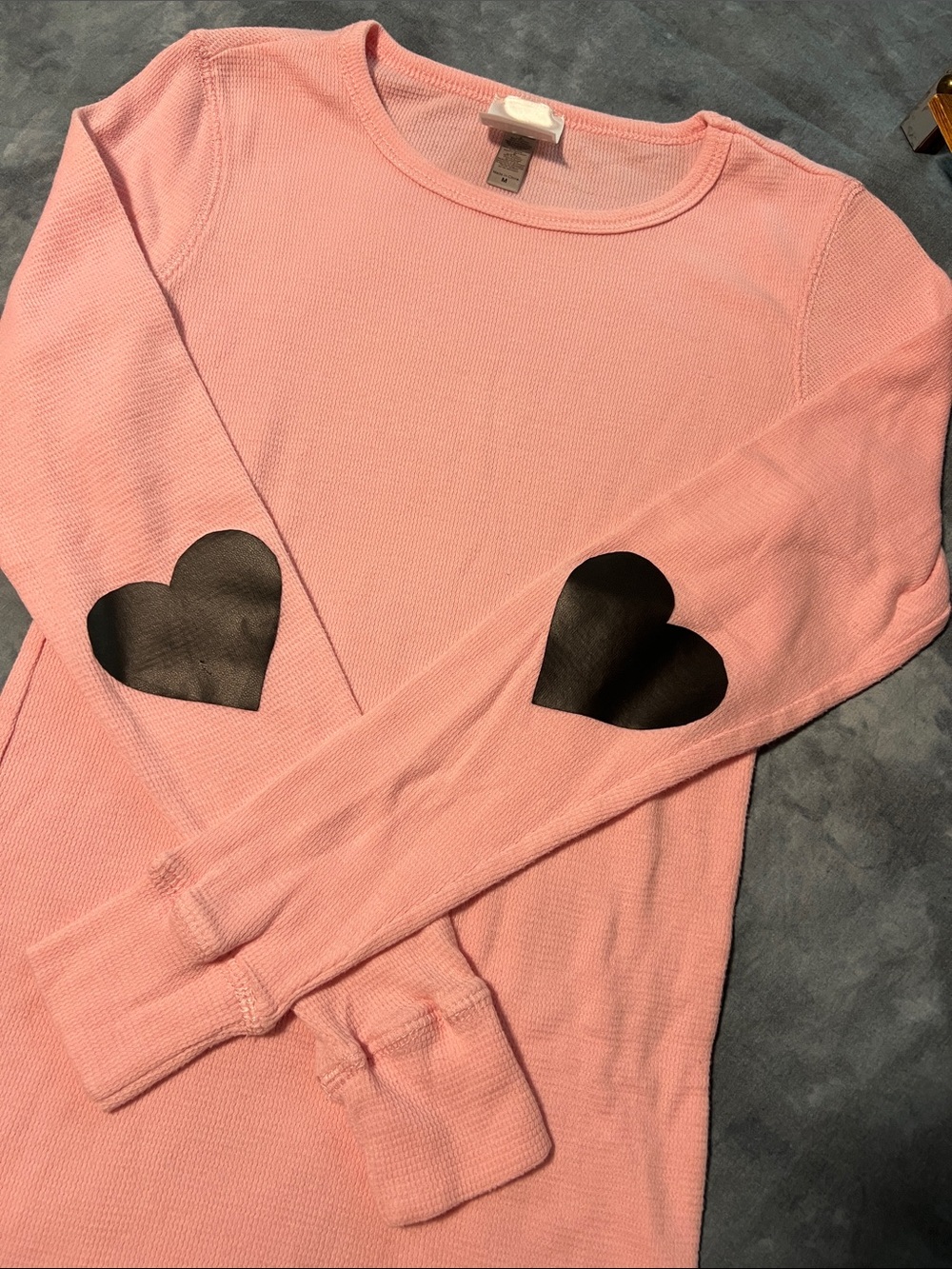 Kings of Cole Distressed Thermal Long Sleeve with Heart Elbow Patches size M